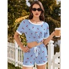 image:imageEkouaer Women Ribbed Knit Pajama Sets 2 Piece Short Sleeve Top and Shorts Soft Pjs Sleepwear with Pockets Lounge Sets SXXLCherryblue