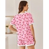 image:imageEkouaer Women Ribbed Knit Pajama Sets 2 Piece Short Sleeve Top and Shorts Soft Pjs Sleepwear with Pockets Lounge Sets SXXLCherrypink