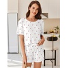image:imageEkouaer Women Ribbed Knit Pajama Sets 2 Piece Short Sleeve Top and Shorts Soft Pjs Sleepwear with Pockets Lounge Sets SXXLCherrywhite