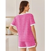 image:imageEkouaer Women Ribbed Knit Pajama Sets 2 Piece Short Sleeve Top and Shorts Soft Pjs Sleepwear with Pockets Lounge Sets SXXLPink Leopard