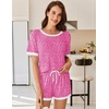 image:imageEkouaer Women Ribbed Knit Pajama Sets 2 Piece Short Sleeve Top and Shorts Soft Pjs Sleepwear with Pockets Lounge Sets SXXLPink Leopard