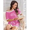 image:imageEkouaer Women Ribbed Knit Pajama Sets 2 Piece Short Sleeve Top and Shorts Soft Pjs Sleepwear with Pockets Lounge Sets SXXLPink Leopard