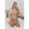 image:imageEkouaer Women Satin Pajamas Set Ruffle Sleeves Silk Pj Set Soft V Neck Sleepwear LoungewearKhaki
