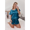 image:imageEkouaer Women Satin Pajamas Set Ruffle Sleeves Silk Pj Set Soft V Neck Sleepwear LoungewearPeacock Blue