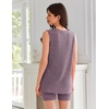 image:imageEkouaer Womens 2 Piece Lounge Set Ribbed Knit Pajamas Sleeveless Sleepwear Biker Shorts Loungewear Outfit SXXLDeep Purple
