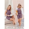 image:imageEkouaer Womens 2 Piece Lounge Set Ribbed Knit Pajamas Sleeveless Sleepwear Biker Shorts Loungewear Outfit SXXLDeep Purple
