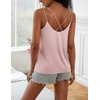 image:imageEkouaer Womens 2Pack Silk Satin Camisole Tank Top V Neck Sexy Cross Back Spaghetti Strap Cami Sleeveless Lounge Tops SXXLPink Stripeblue Stripe