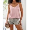 image:imageEkouaer Womens 2Pack Silk Satin Camisole Tank Top V Neck Sexy Cross Back Spaghetti Strap Cami Sleeveless Lounge Tops SXXLPink Stripeblue Stripe