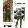 image:imageEkouaer Womens 4 Piece Lounge Sets Ribbed Knit Crop Tank Top and Shorts Pants Casual OutfitsArmygreen