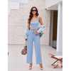 image:imageEkouaer Womens 4 Piece Lounge Sets Ribbed Knit Crop Tank Top and Shorts Pants Casual OutfitsBlue