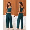 image:imageEkouaer Womens 4 Piece Lounge Sets Ribbed Knit Crop Tank Top and Shorts Pants Casual OutfitsLake Green