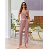 image:imageEkouaer Womens 4 Piece Lounge Sets Ribbed Knit Crop Tank Top and Shorts Pants Casual OutfitsMisty Rose