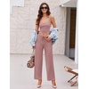 image:imageEkouaer Womens 4 Piece Lounge Sets Ribbed Knit Crop Tank Top and Shorts Pants Casual OutfitsMisty Rose