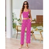 image:imageEkouaer Womens 4 Piece Lounge Sets Ribbed Knit Crop Tank Top and Shorts Pants Casual OutfitsPink Bow