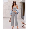 image:imageEkouaer Womens 4 Piece Lounge Sets Ribbed Knit Crop Tank Top and Shorts Pants Casual OutfitsQuiet Gray