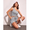 image:imageEkouaer Womens 4 Piece Lounge Sets Ribbed Knit Crop Tank Top and Shorts Pants Casual OutfitsQuiet Gray