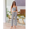 image:imageEkouaer Womens 4 Piece Lounge Sets Ribbed Knit Crop Tank Top and Shorts Pants Casual OutfitsQuiet Gray
