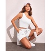 image:imageEkouaer Womens 4 Piece Lounge Sets Ribbed Knit Crop Tank Top and Shorts Pants Casual OutfitsWhite