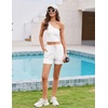 image:imageEkouaer Womens 4 Piece Lounge Sets Ribbed Knit Crop Tank Top and Shorts Pants Casual OutfitsWhite