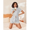 image:imageEkouaer Womens Button Down Pajamas Set 2 Piece Sleepwear Short Sleeve Pjs Soft Stripe Lounge SetsBlack White Stripe