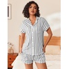 image:imageEkouaer Womens Button Down Pajamas Set 2 Piece Sleepwear Short Sleeve Pjs Soft Stripe Lounge SetsBlack White Stripe
