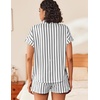 image:imageEkouaer Womens Button Down Pajamas Set 2 Piece Sleepwear Short Sleeve Pjs Soft Stripe Lounge SetsBlack White Stripe