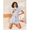 image:imageEkouaer Womens Button Down Pajamas Set 2 Piece Sleepwear Short Sleeve Pjs Soft Stripe Lounge SetsBlue White Stripe