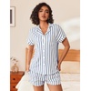 image:imageEkouaer Womens Button Down Pajamas Set 2 Piece Sleepwear Short Sleeve Pjs Soft Stripe Lounge SetsBlue White Stripe