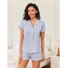 image:imageEkouaer Womens Button Down Pajamas Set 2 Piece Sleepwear Short Sleeve Pjs Soft Stripe Lounge SetsBlue White Stripe