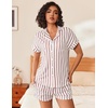 image:imageEkouaer Womens Button Down Pajamas Set 2 Piece Sleepwear Short Sleeve Pjs Soft Stripe Lounge SetsRed White Stripe