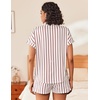 image:imageEkouaer Womens Button Down Pajamas Set 2 Piece Sleepwear Short Sleeve Pjs Soft Stripe Lounge SetsRed White Stripe