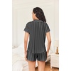 image:imageEkouaer Womens Button Down Pajamas Set 2 Piece Sleepwear Short Sleeve Pjs Soft Stripe Lounge SetsWhite Black Stripe