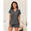 image:imageEkouaer Womens Button Down Pajamas Set 2 Piece Sleepwear Short Sleeve Pjs Soft Stripe Lounge SetsWhite Black Stripe