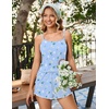 image:imageEkouaer Womens Cami Pajama Sets 2 Piece Ribbed Knit PJs Soft Lingerie Sleeveless Tank Top and Shorts Camisole Lounge SetBlue Flowers