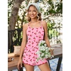 image:imageEkouaer Womens Cami Pajama Sets 2 Piece Ribbed Knit PJs Soft Lingerie Sleeveless Tank Top and Shorts Camisole Lounge SetCherry