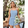 image:imageEkouaer Womens Cami Pajama Sets 2 Piece Ribbed Knit PJs Soft Lingerie Sleeveless Tank Top and Shorts Camisole Lounge SetLight Blue