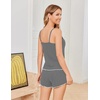 image:imageEkouaer Womens Cami Pajama Sets 2 Piece Ribbed Knit PJs Soft Lingerie Sleeveless Tank Top and Shorts Camisole Lounge SetLight Grey