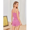 image:imageEkouaer Womens Cami Pajama Sets 2 Piece Ribbed Knit PJs Soft Lingerie Sleeveless Tank Top and Shorts Camisole Lounge SetPink