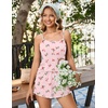 image:imageEkouaer Womens Cami Pajama Sets 2 Piece Ribbed Knit PJs Soft Lingerie Sleeveless Tank Top and Shorts Camisole Lounge SetPink Flowers