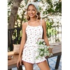 image:imageEkouaer Womens Cami Pajama Sets 2 Piece Ribbed Knit PJs Soft Lingerie Sleeveless Tank Top and Shorts Camisole Lounge SetWhite Flowers