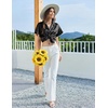 image:imageEkouaer Womens Classic Button Down Ruffle Sleeves Short Satin Silk Pajama SetBlack