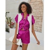 image:imageEkouaer Womens Classic Button Down Ruffle Sleeves Short Satin Silk Pajama SetRose