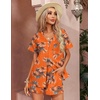 image:imageEkouaer Womens Hawaiian 2 Piece Outfit Short Sleeve Button Down Shirt and Shorts Tracksuit Lounge SetTropical Orange