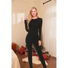image:imageEkouaer Womens Onesie Adult Button One Piece Pajama Long Sleeve Onesie Pajamas Jumpsuit Sleepwear for WomenBlack