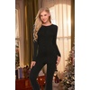 image:imageEkouaer Womens Onesie Adult Button One Piece Pajama Long Sleeve Onesie Pajamas Jumpsuit Sleepwear for WomenBlack