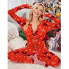 image:imageEkouaer Womens Onesie Adult Button One Piece Pajama Long Sleeve Onesie Pajamas Jumpsuit Sleepwear for WomenChristmas Symbols
