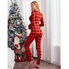 image:imageEkouaer Womens Onesie Adult Button One Piece Pajama Long Sleeve Onesie Pajamas Jumpsuit Sleepwear for WomenPlaid