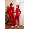 image:imageEkouaer Womens Onesie Adult Button One Piece Pajama Long Sleeve Onesie Pajamas Jumpsuit Sleepwear for WomenRed