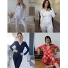 image:imageEkouaer Womens Onesie Adult Button One Piece Pajama Long Sleeve Onesie Pajamas Jumpsuit Sleepwear for WomenSnowflake