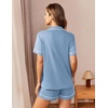 image:imageEkouaer Womens Pajama Set Button Down Sleepwear Short Sleeve Pjs Top and Short with Pocket Soft Lounge SetBlue